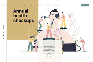 Annual health checkups - medical insurance illustration. Modern flat vector