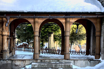 Obraz premium columns and vestibule at Wang temple