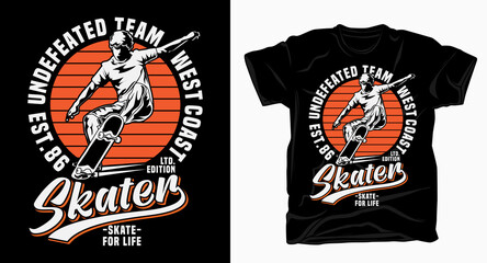 Undefeated team west coast skater typography for t shirt print