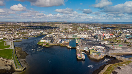 Aerial view of Galway city on a sunny day