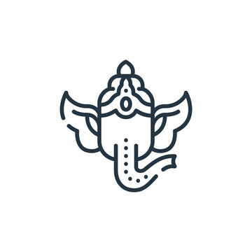 ganesha icon. Thin linear ganesha outline icon isolated on white background. Line vector ganesha sign, symbol for web and mobile.
