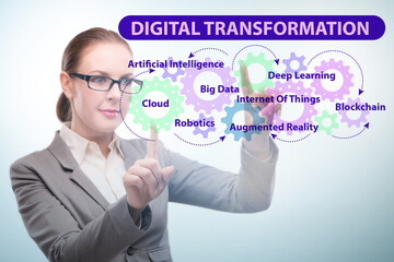 Businessman in digital transformation concept