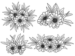 Flower Line Art Arrangements. You can use this beautiful file to print on greeting card, frame, mugs, shopping bags, wall art, telephone boxes, wedding invitation, stickers, decorations, and t-shirts.