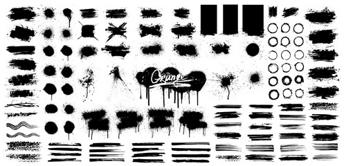 Dirty Texture Grunge collection. Vector spray graffiti, brushstroke, good elaboration, stencil texture, ink brush stroke, lines, drops and other grunge elements. Decoration dirty collection. Vector - obrazy, fototapety, plakaty