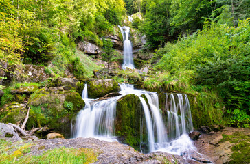 Giessbach Waterfall on Brienzersee Lake in Switzerland