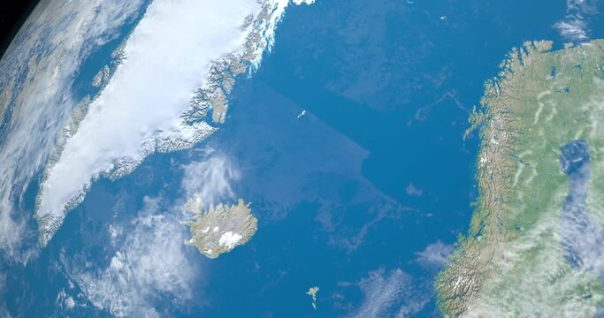 Greenland Sea in planet earth, aerial view from outer space