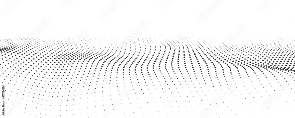 Poster wave 3d. wave of particles. futuristic point wave. design for poster. technology vector background. 