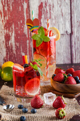 cocktail with berries and fruits