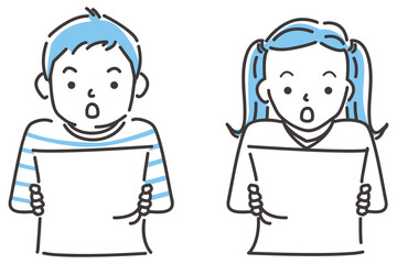 手書き線画イラスト 園児 幼児 男の子女の子 笛で呼び寄せる Wall Mural Yoshidaakiko1223