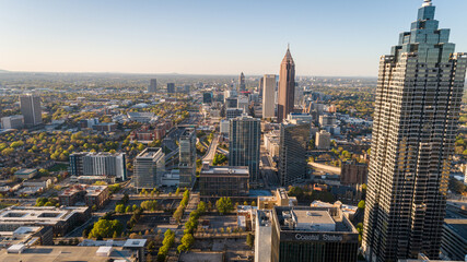 Fototapeta na wymiar Sky-high aerial shot next to the Suntrust Plaza building in downtown Atlanta, Georgia.