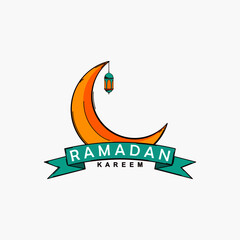 flat ramadan kareem sticker design