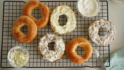 The bagel with cream cheese