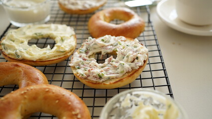 The bagel with cream cheese