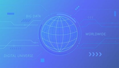 Fototapeta premium Network GUI concept template with Earth on dark blue background. Simple pattern design template.