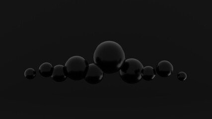 黒い球が集まった抽象的な3dレンダリング背景画像