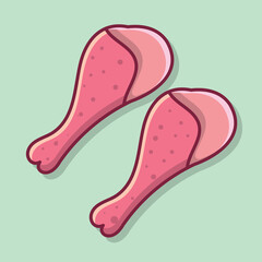 raw chicken thighs cartoon isolated vector illustration in flat style