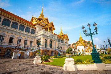 The Grand Palace of Thailand in bangkok, built in 1782, made up of numerous buildings, halls,...