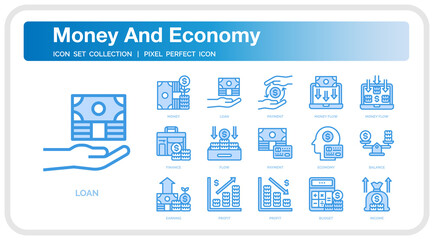 Fototapeta na wymiar Money and economy icon set