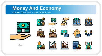 Obraz na płótnie Canvas Money and economy icon set