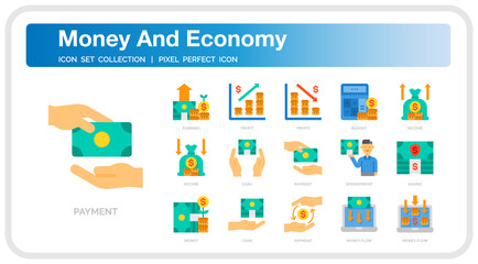 Fototapeta na wymiar Money and economy icon set