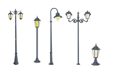 set of lamps park