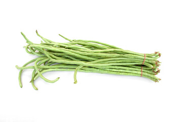 Fresh long beans isolated on white background.