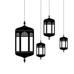 Eid and ramadan mubarak with hanging lamp with beautiful background arabian traditional culture with lantern.