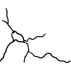 Kintsugi crack. Earthquake and ground cracks, hole effect, craquelure and damaged texture. Vector illustrations can be used for kintsugi decorations, topics earthquake, crash, destruction.