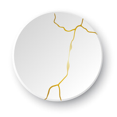 Gold Kintsugi crack. Broken and crack effect, craquelure and damaged texture. Vector illustrations can be used for kintsugi decorations, wall arts, home decoration, print and wallpaper.