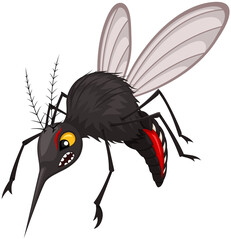 Vector illustration of an angry flying cartoon mosquito.