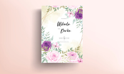 Modern wedding invitation card with beautiful floral ornament