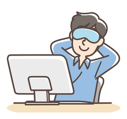 仮眠をとる男性