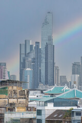 city skyline of Bangkok during monsoon season