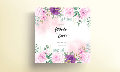 Modern wedding invitation card with beautiful floral ornament