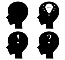 横顔と記号シルエットイラスト