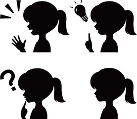 子供の横顔の表情シルエットポニーテール