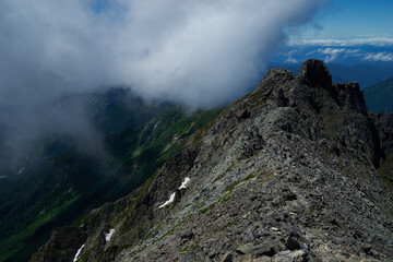 奥穂高岳の山頂からの眺望