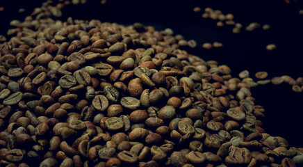 Close up coffee beans background.