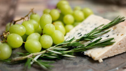 close-up  Cheese and grape