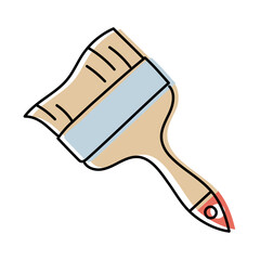 Paint brush sketch. Construction tool. Color vector instrument illustration