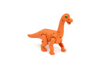 Plastic dinosaur toy isolated on white background