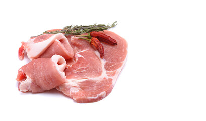 Rolls, pork steaks, isolated on a white background.selective focus.