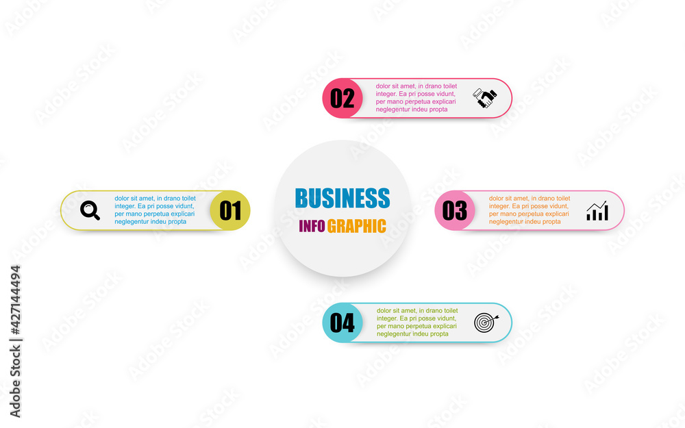Poster presentation business infographic template with 4 options. creative concept combination of circle an