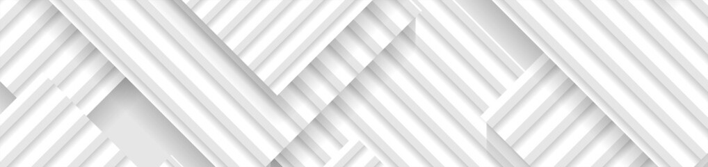 Obraz premium Abstract minimal geometric background with grey and white stripes. Vector technology banner design