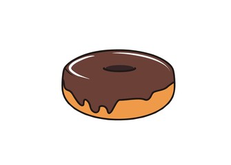 Chocolate donuts. Simple flat illustration with black outline.