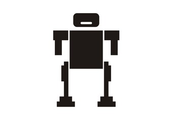 Human figure robot. Simple illustration in black and white,