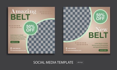 Set of Editable minimal square banner template. for promotion belt. Suitable for social media post and web internet ads.