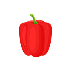 Fresh red pepper vegetable isolated icon. Fresh red Paprika. Pepper for farm market, vegetarian salad recipe design.