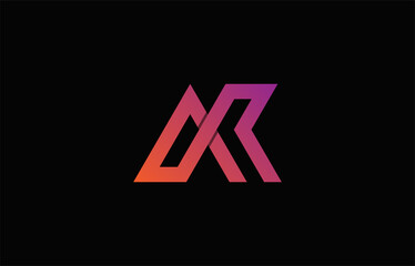 connected alphabet letter AK, AR logo design
