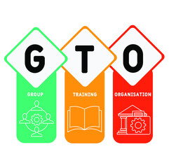 GTO - Group Training Organisation acronym. business concept background.  vector illustration concept with keywords and icons. lettering illustration with icons for web banner, flyer, landing page